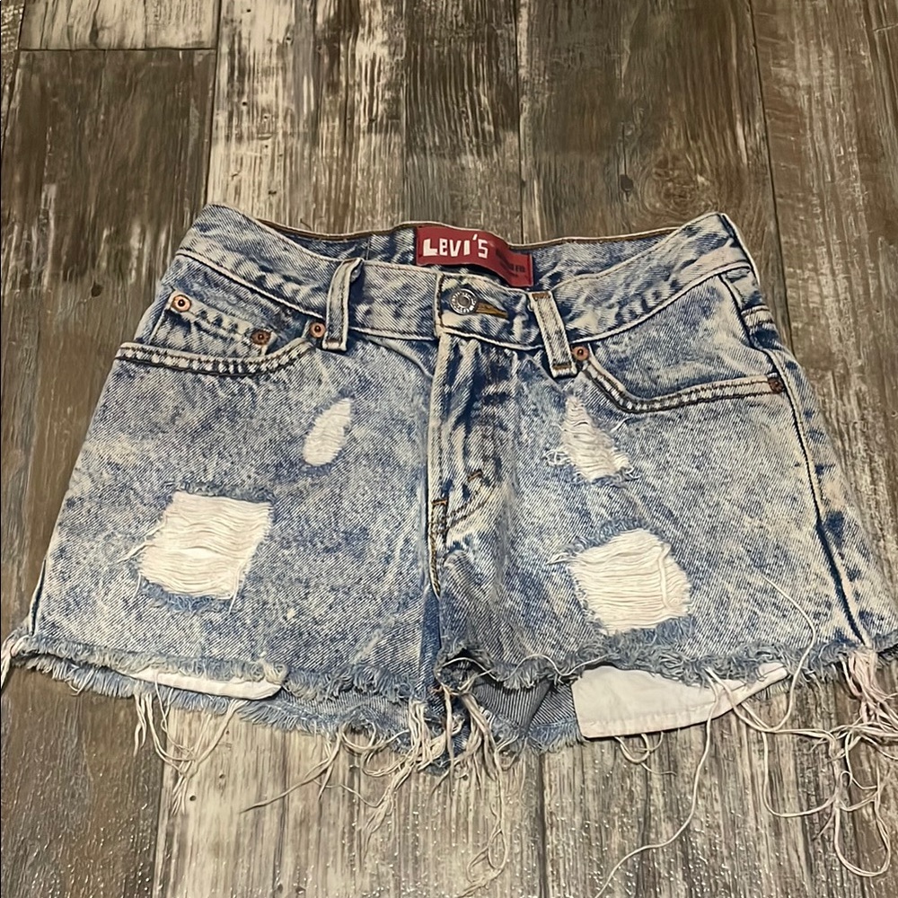 Levi's Blue Distressed Jean Shorts